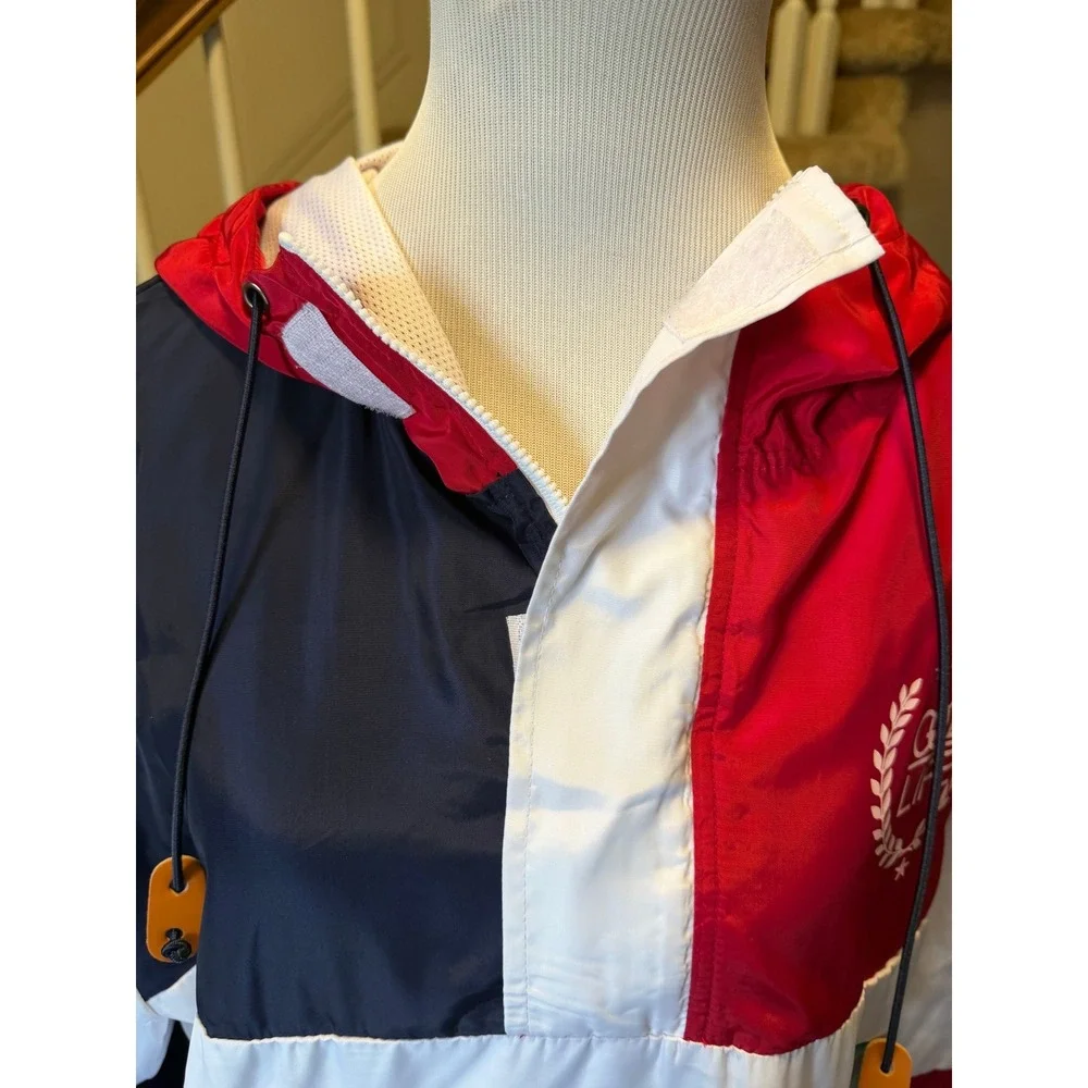 Camp Good Life Mens 2XL Nautical Colorblock Windbreaker Anorak Jacket Flags